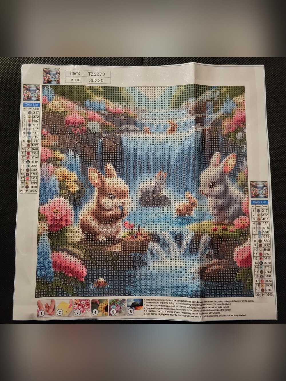 MOMDEDP Bunny Diamond Art, 11.8 x 11.8 inches